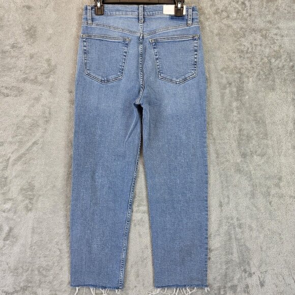 RE/DONE Jeans Womens 29 Blue Distressed Destroyed High Rise Button Fly Raw Hem - Picture 9 of 12